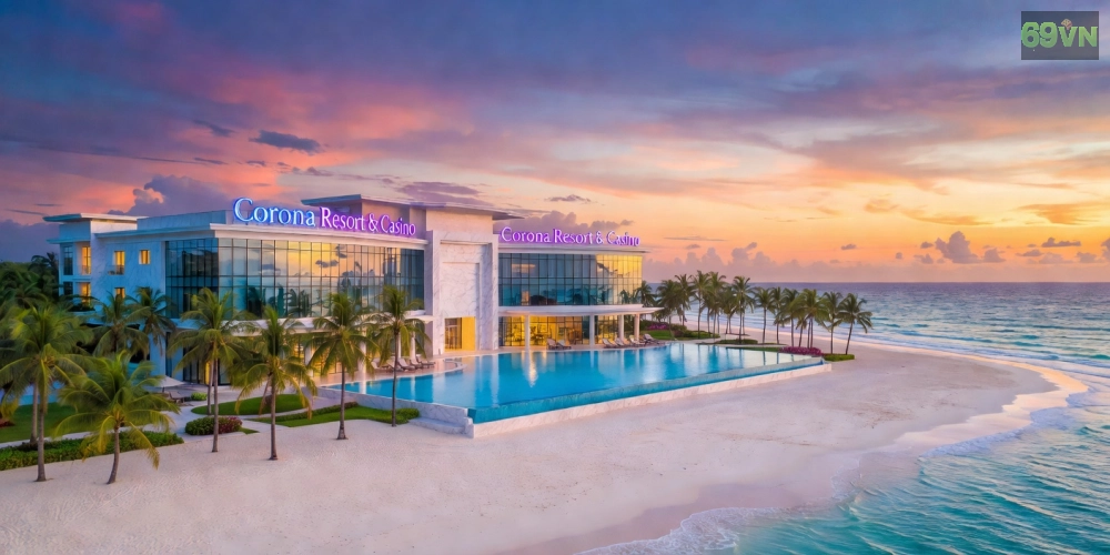 Hình ảnh tổng quan Corona Resort & Casino Phú Quốc với bãi biển và casino hiện đại